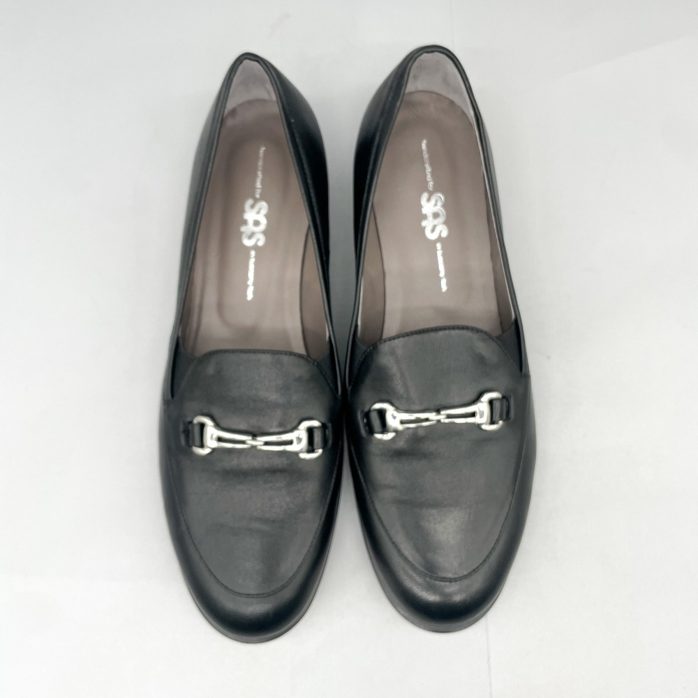 SAS Womens 10.5M Linette II Bit Loafers Shoes Black Leather Slip On Comfort Flat